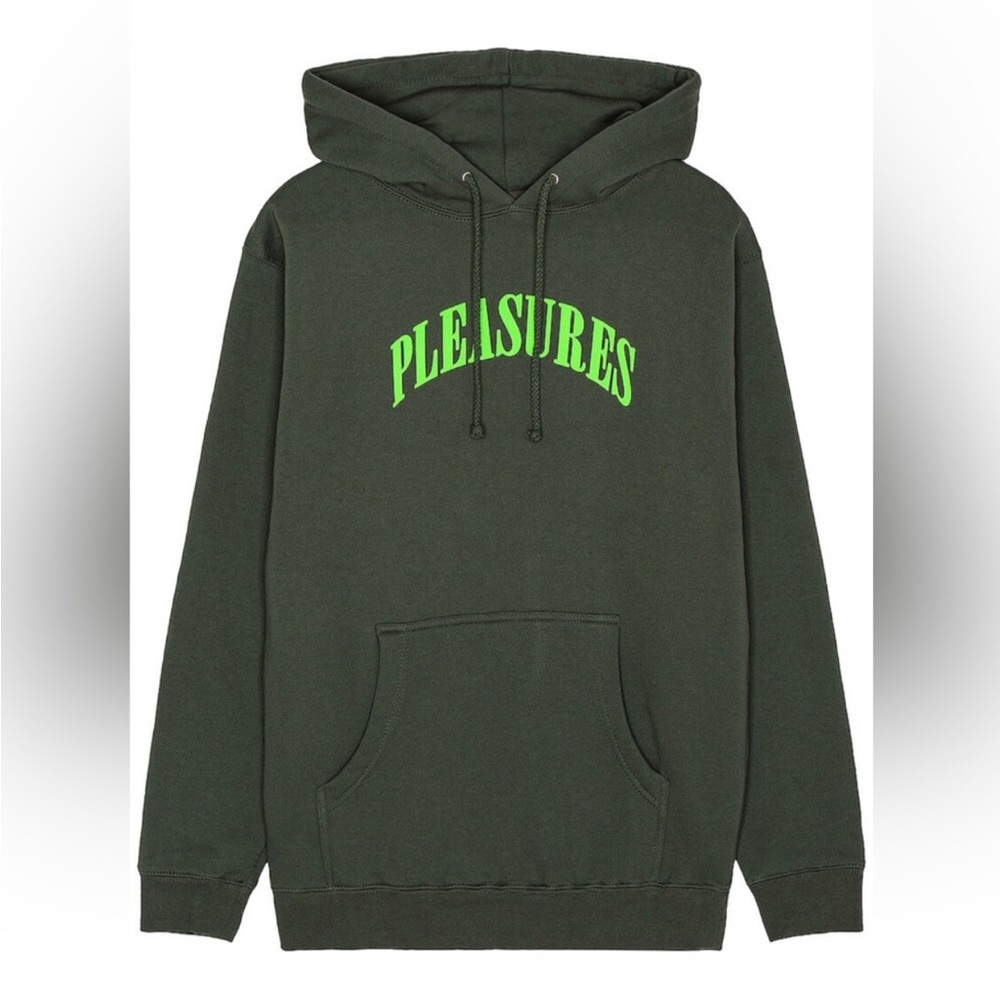 Green Pleasures Surprise Sweatshirt with Lime Text and Hood